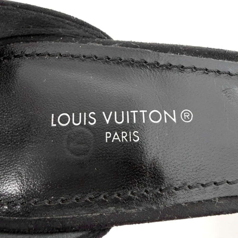 Louis Vuitton Black Wedge Sandals‎ Crystal Heels Ankle Strap 37.5 - Picture 7 of 10
